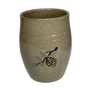 VTG ‘88 JUGTOWN WARE POTTERY  VASE Cup 4.5" Earth Tone Acorn, North Carolina